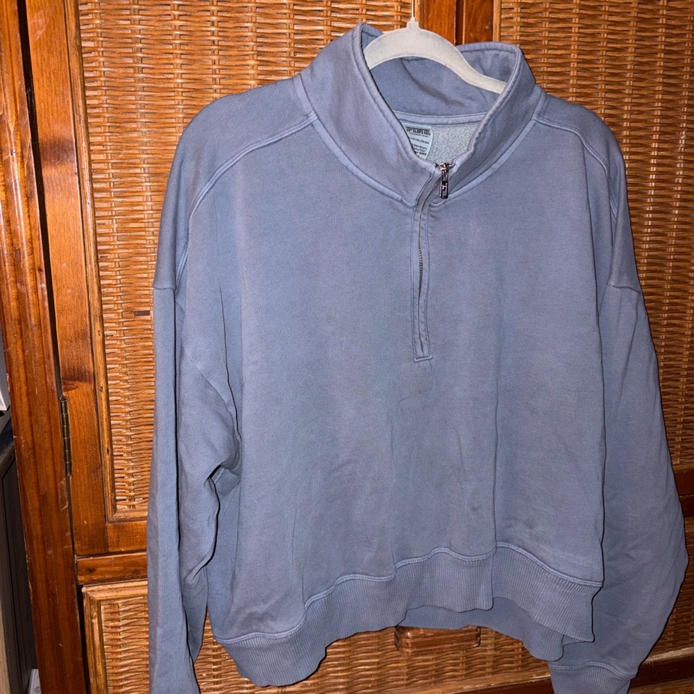 PINK Women's Dusty Blue Quarter-Zip Sweater